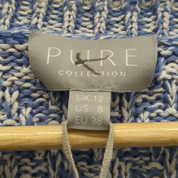 NWT pure collection textured knitted cardigan blue size 12 - Picture 3 of 6